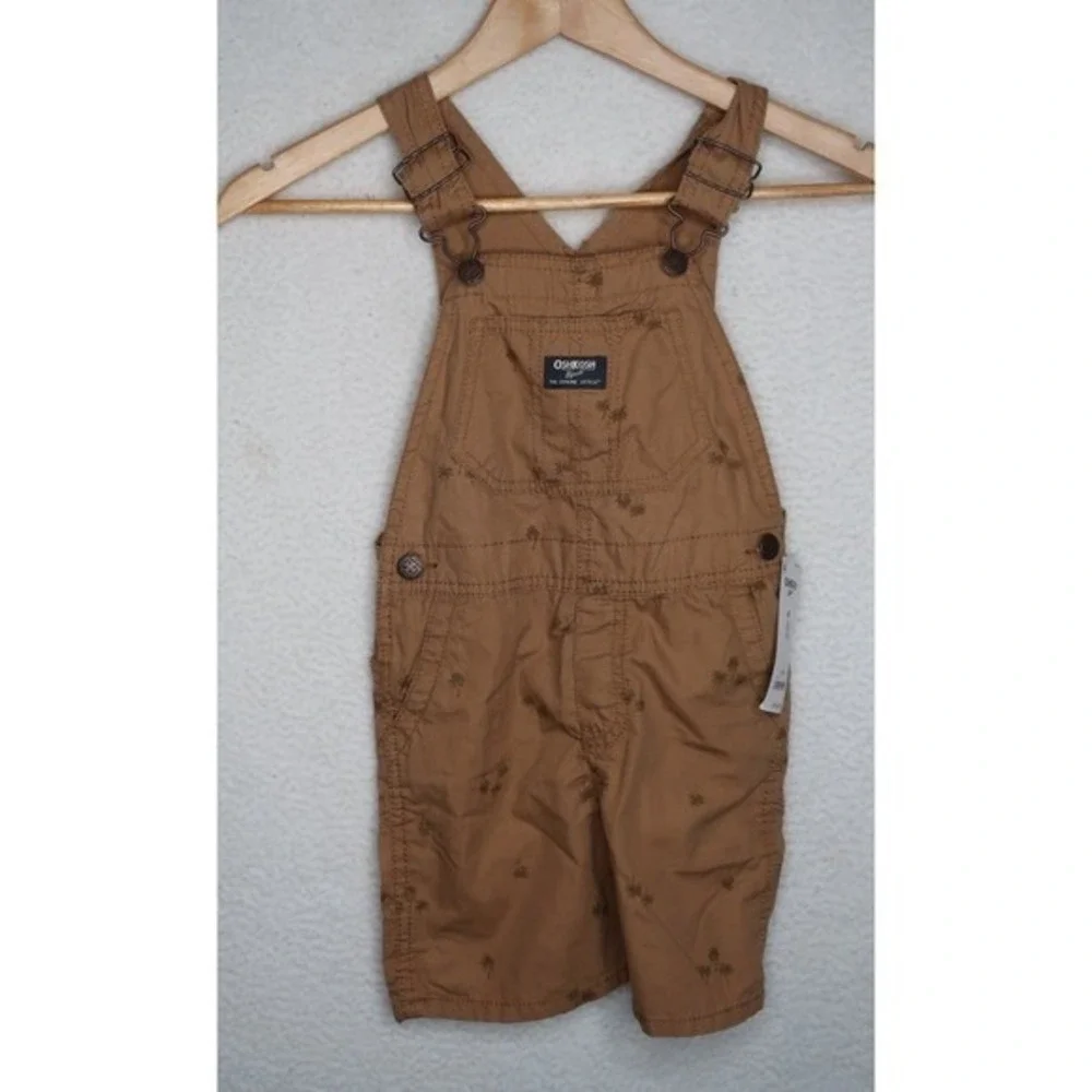 OshKosh B'Gosh Palm Tree Print Shortall Overalls Boy's Toddler 4T Tropical NWT‎